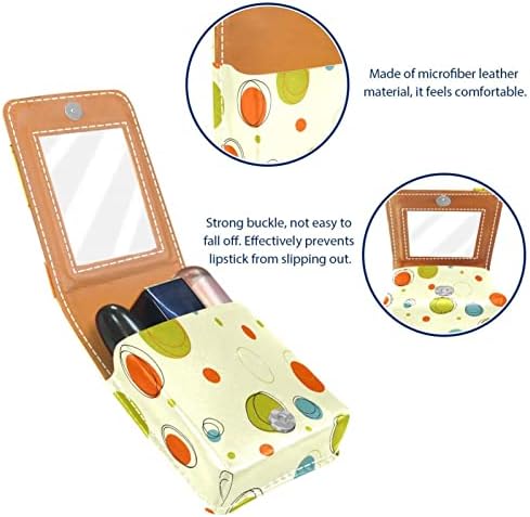 Mini torbica za ruž za usne s ogledalom u novčaniku, geometrijski krug, zelena, plava, narančasta kožna torbica za šminku, sadrži 3