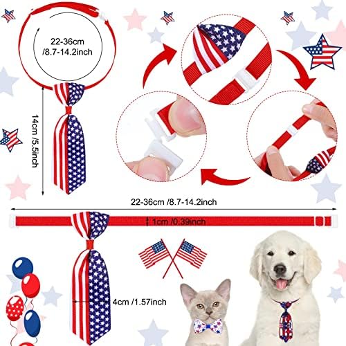 50 komada Neovisnost Dan za pseće kravate Set za ovratnik uključuje 4 pseće bandane, 23 kravate za kućne ljubimce, 23 kravate za kostime
