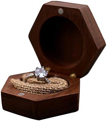 Drvena kutija za prstenje za svadbenu ceremoniju rustikalna Vintage kutija za predstavljanje prstena, šesterokutna kutija za prstenje