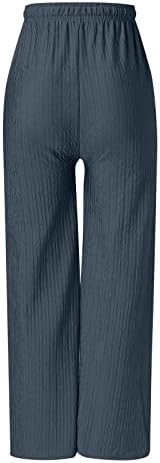 Ljetne hlače za žene visoke struke široke noge Čvrsta boja Palazzo joga hlače dimljene kravate kravate protok casual hlače pidžama
