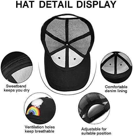 Dantacy Pride Rainbow vezeni šešir za žene, ponos lezbijski gay biseksualni transrodni LGBT kamionnik crna kapka, jedna veličina