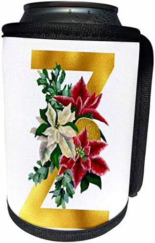 3Drose Božićna cvjetna slika zlatnog monograma Početna z - Can Cooler Wrap boca