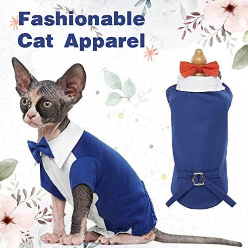 Dentrun Cat Tuxedo odijelo s dva kravata s dva luka, stilska mačka košulja Svečana odjeća, mačka bez kose, modna odjeća, mačića svečana