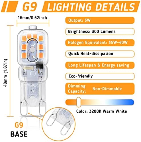 LED žarulja od 99, ekvivalent halogena od 35 vata-40 vata, Topla bijela 3200 K, 300 lumena, male LED žarulje za kristalni luster, neregulirane,