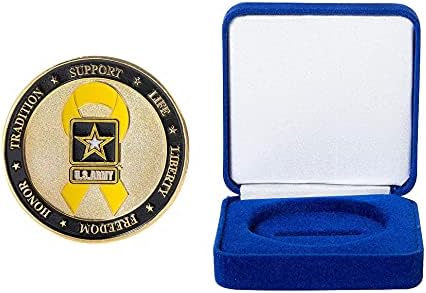 Vojska Sjedinjenih Država Ponosni roditelj vojničke žute vrpce Challenge Coin i Blue Velvet Box