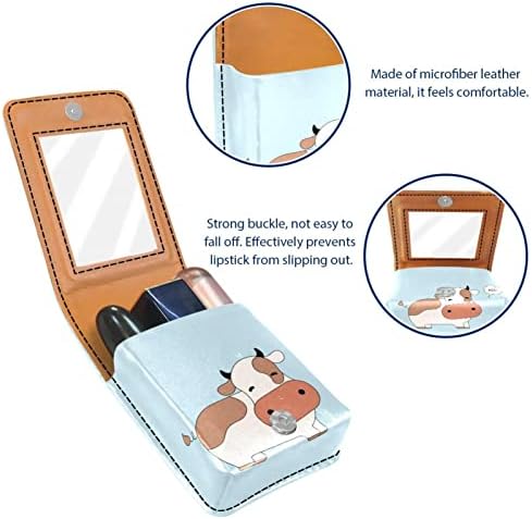 Mini torbica za šminku od ogledala u obliku ogledala torbica s kvačilom Futrola za ruž od umjetne kože slatka kavajska krava životinja