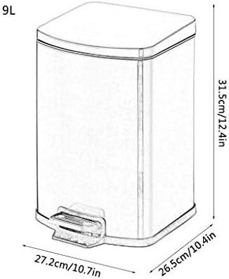 Bucket bucket od 9 litara, stepenasta kanta za smeće od nehrđajućeg čelika s poklopcem i pedalom, kupaonska kuhinja uredska kanta za