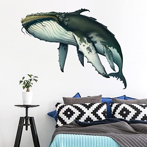 XYLAND 3D Uklonjeni čudovišni kitovi zidni naljepnica DIY podvodni oceanski kitovi zidni zidni naljepnice 30 × 24 Peel & Stick Kids