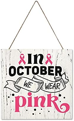 U listopadu nosimo ružičasti drveni znak vrpca za rak dojke liječenje drvene ploče ukrasni viseći natpis drveni zidni dekor umjetnosti