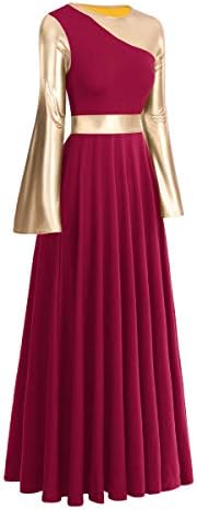 Žene metalik bi liturgijska haljina za plesna haljina zvono dugi rukav lirična plesna odjeća crkvena ogrtač kostim za kostim