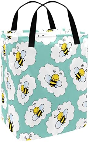 Žute slatke pčele bijeli oblaci plavi ispis sklopiva košara za rublje vodootporne košare za rublje od 60 l košara za pranje odjeće