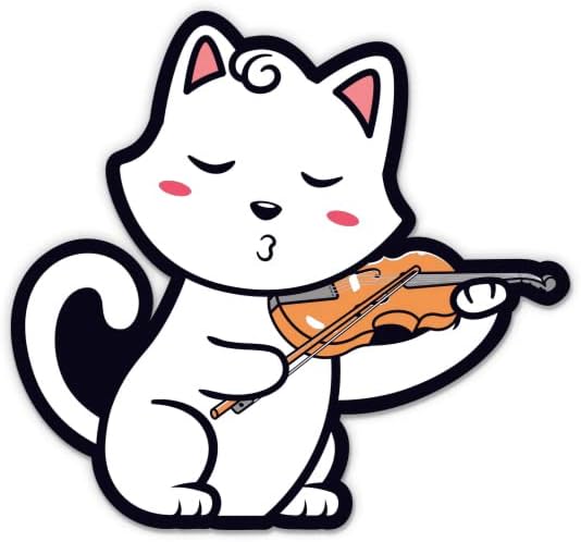 Kitty svira naljepnicu za violinu - naljepnica prijenosnog računala od 3 - vodootporni vinil za automobil, telefon, boca s vodom -