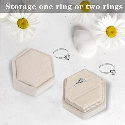 Baršunasta kutija za prstenje u obliku prstena s dvostrukim prorezom šesterokutna kutija za nakit s uklonjivim poklopcem za poklon