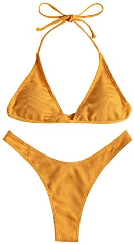 Vintage kupaći kostim Žene 2 komada visokog struka podstavljenog gornjeg donjeg trokuta Bikini kupaći kostim visoki struk kupaći kostim