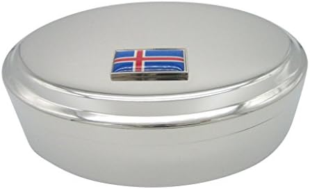 Tanko obrubljena islandska zastava privjesak ovalni trostruki nakit