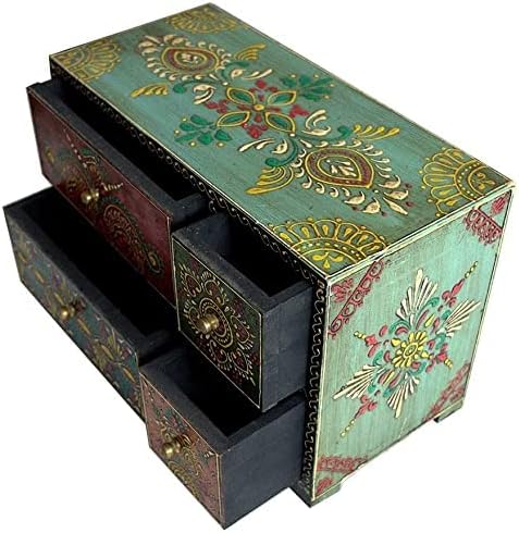 Drvena kutija za nakit Art Art's Drvena ručno oslikana i ručno izrađena, koja se koristi i kao kutija za izložbu, drvena polica, kutija
