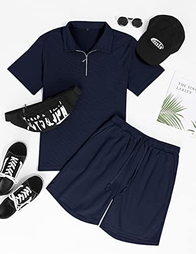 Babioboa muška polo majica s kratkim rukavima i kratke hlače Set ljetne dvodijelne odjeće 3 džepa ZIP TRACKSUIT CASUCE ATLETIC Sports