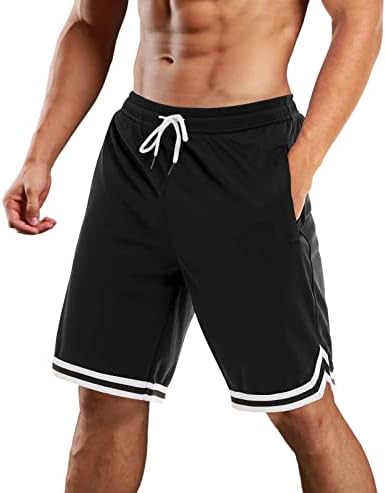 MagComsen muški trčanje atletskih kratkih hlača Brzo suhe košarkaške kratke hlače s 2 džepa s patentnim zatvaračem