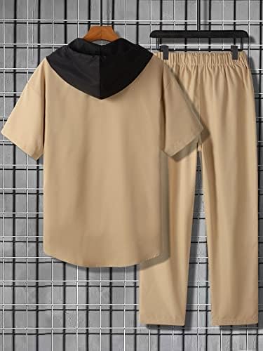 FIOXA Dvodijelna odjeća za muškarce Muškarci Pismo zakrpanu košulju i hlače s kapuljačom bez majice bez tinejdžera