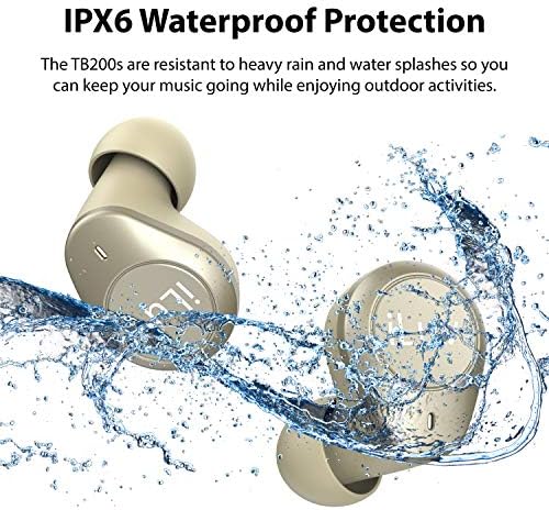 ILUV TB200 Zlatna bežična bežična ušiju bežični u uho Bluetooth 5.0 s mikrofonom bez ruku, IPX6 vodootporna zaštita, zvuk visoke vjernosti;