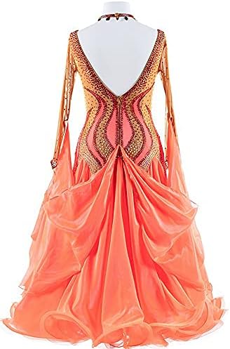 Kolekcija šminke - AB15 Žene Ballroom Modern Dance Tango Waltz SALSA Standardna plesna haljina Lycra Crystal - Custom Made Orange 6