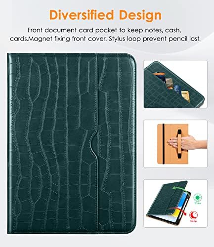 DTTOCASE iPad 10. generacija Clear Orchid Case Bundle s krokodilskom kožom folio-šum zeleno
