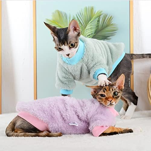 Toysructin sfinge bez kose odjeća za mačju mačju, debela topla mačka za mačke nose mekanu runu pidžama za hladno vrijeme, dvije majice