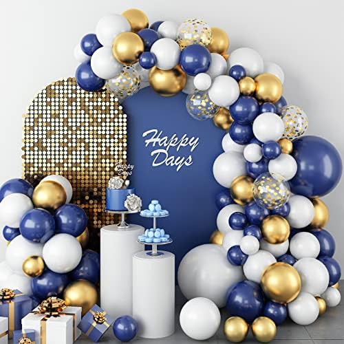 Gremag mornarsko plavi zlatni balon Garland Arch Kit, plavo zlato i bijeli baloni, 102 pcs s balonima ukrasa za zabavu za confetti