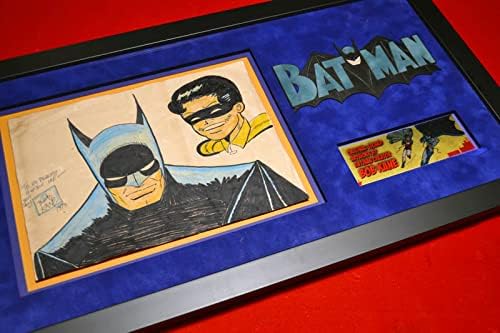 Rijetki originalni crtež Batmana i Robina Boba Kanea u vintage boji s autogramom, okvir, oh, oh, oh