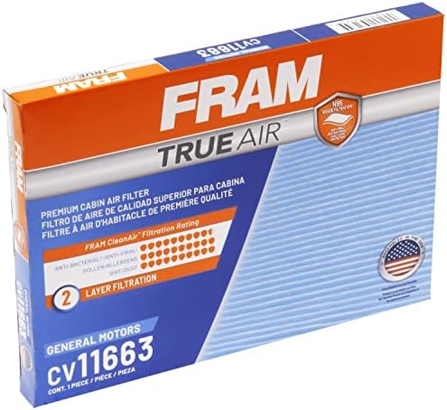 Fram Automotive Zamjena Trueair kabinskog filtra zraka za putnički prostor za automobil s dvoslojnim filtrom, 2 pakiranje