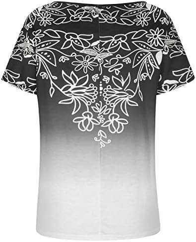Jesen ljetna grafička bluza majica za žensku meku udobnu odjeću s kratkim rukavima pamučni cvjetnik s prorezom gornje 5g 5g 5g