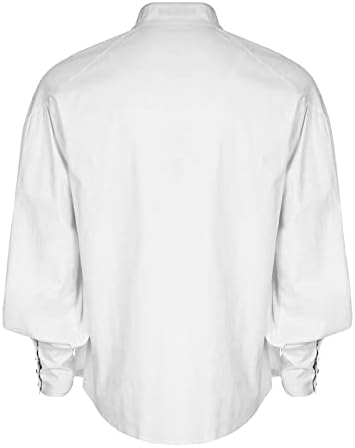 Renesansna bluza s dugim rukavima za trubanje seljački vrhovi muškarci modno casual jednostavna plus size čvrsta boja stajaće bijela