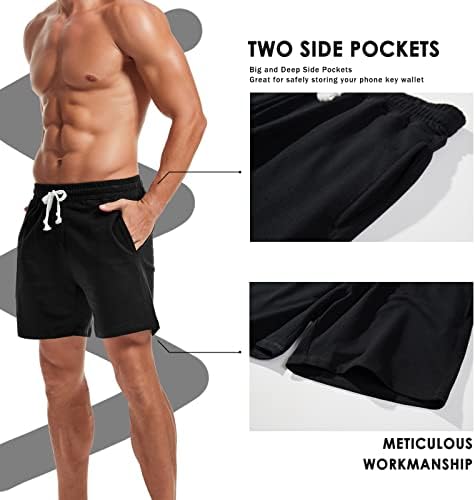 Amy Coulee Mens Athletic Workion kratke hlače 5,5 pamučne ležerne kratke hlače elastični struk joggers sportski znoj kratke hlače