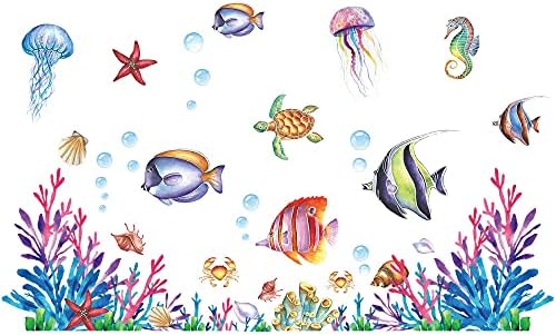 RW-1064 Oceanske životinje zidne naljepnice 3D podne morske životinje zidne naljepnice Diy Uklonjene ribe pod morskim pogledom životinje