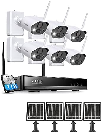 ZOSI C306PK 8CH 2K bežična baterija sustava kamere s 4 x solarna ploča, 6 x kamera s noćnim vidom u boji, dvosmjerni razgovor, alarm