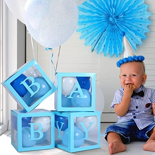 4 komada kutija za tuširanje dječjeg tuširanja Big Baby Block Dekoracije s 3 set bebe i 26 A-Z slova, dječja pisma Dekoracija za zabavu