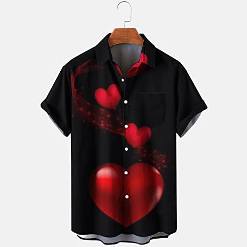 Majice za muškarce modno Valentinovo tiskana jednostruka džepna košulja casual labavi tiskani džep obična košulja za fit