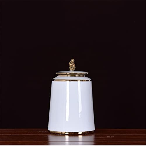 Orahovi bijeli glazirani keramički staklenku vaza staklenka s poklopcem keramičkim ukrasom za rukotvorinu Zlatna ručka čajne staklenke