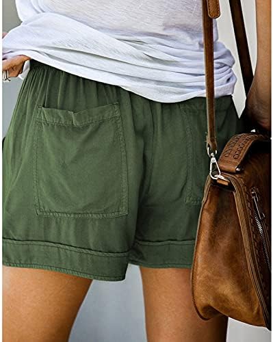 Kratke kratke hlače za žene ležerne ljetne lagane mekane elastične elastične struke čvrste boje Bermuda teretni kratke hlače s džepovima