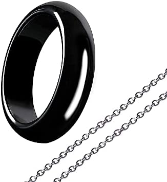 Hematit prsten za žene muškarce unisex i 1pcs ogrlica, prirodna crna magnetska hematita kameni prsten anksioznost uravnoteženost korijena