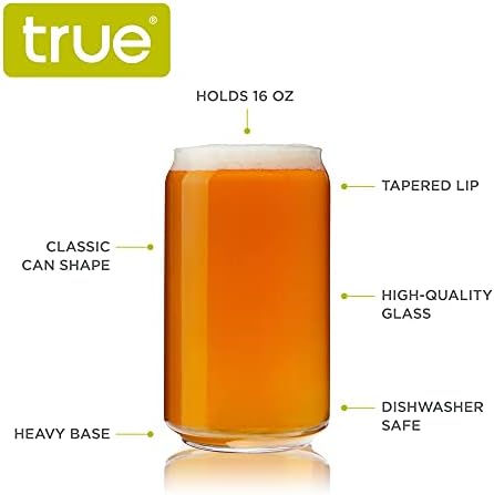 Čaša od pola litre, prozirna staklena čaša za pivo, set od 4 komada, drži 16 unci, može se prati u perilici posuđa, oblik limenke piva,