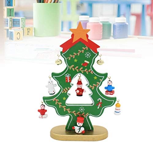 AMOSFUN MINIATURNI Božićni ukrasi drveni mini božićno drvce Desktop Decoration Dekoracija kuće Xmas zabavni dekor
