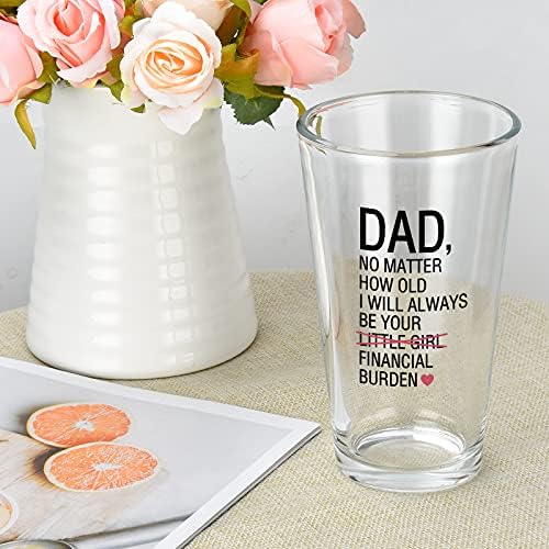 Čaša za pivo za zabavnog oca od kćeri Tate, bez obzira koliko imam godina, Uvijek ću biti vaš financijski teret, čaša za pivo, jedinstveni