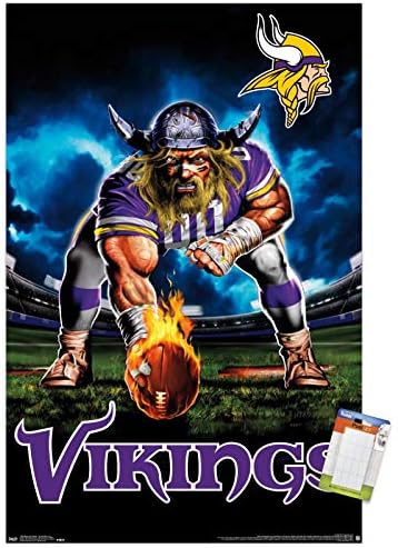 Međunarodni NFL trendovi Minnesota Vikings - 3 boda u stalku 19 zidni poster, 22,375 94, Set plakata i nosača