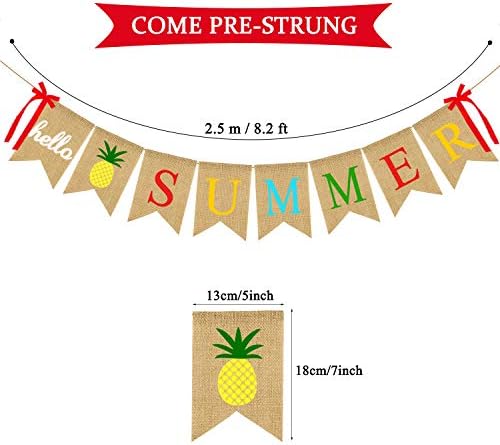 JOZON Pozdrav ljeto burlap Juta ljetna strnadica banner vijenac ananas ljetni ukrasi za blagdanske zabave kamin kamin zid havajski