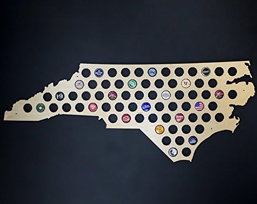 Karta pivskih kapa svih 50 država - Karta pivskih kapa Sjeverne Karoline, Sjeverna Karolina-polusjajno javorovo drvo-radionica A. M.-Izvrstan