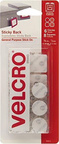 Marka Velcro - ljepljive učvršćivače, samo kuka) Savršeno za dom ili ured | Kombinirani paket, kovanice i kvadrati | Bijela | 14 brojanja