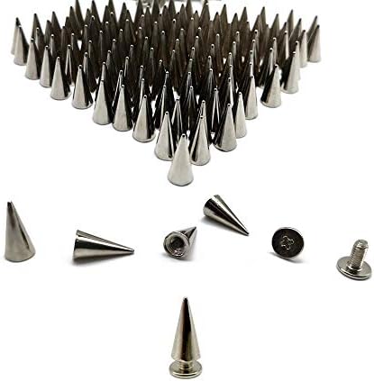 6x12 mm srebrni konus šiljci punk zakovice odbačni pastusi metalni metak šiljci za odjeću diy kožni zanat, set od 120 by baryuefull