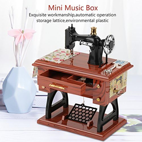 Topincn Vintage šivanje glazbene kutije, Clockwork Music Box Mini retro glazbeni okvir za rođendan