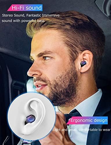 GPEESTAC TRUE BESINGE EARBUDS, BLUETOOTH 5.0 Slušalice, Upravljanje gumbom za uši u ušima Upravljanje hi-fi stereo zvukom IPX5 vodootporni,